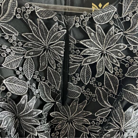 Molly Shayna Foiled Lace Mini Dress Black Silver size 0 NWT - Picture 8 of 16